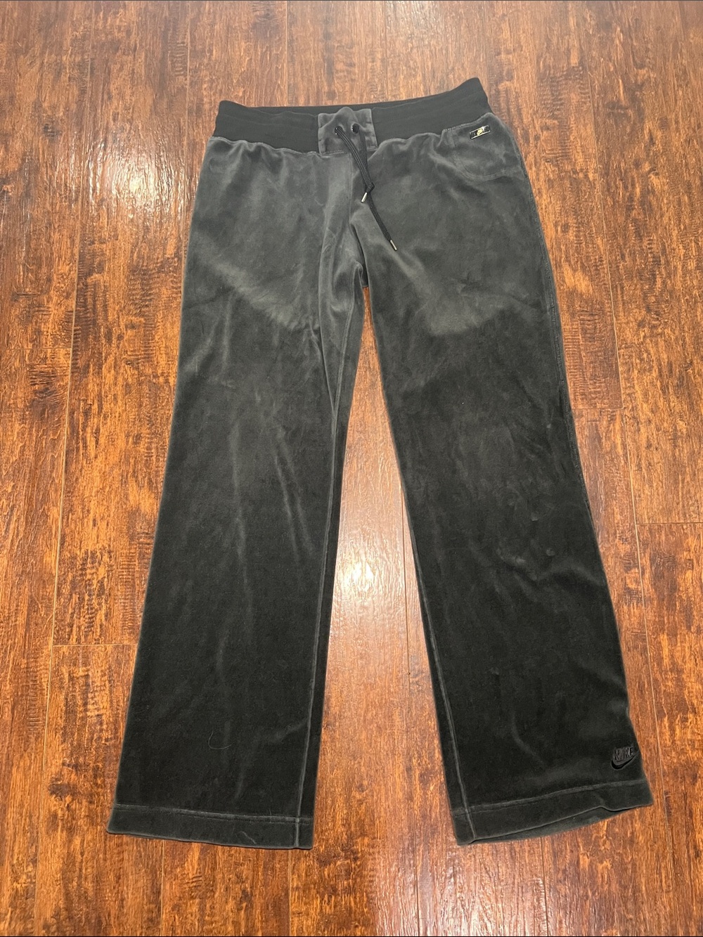 Nike Vintage Dark Gray Velour Joggers Drawstring *See Pictures for actual Size